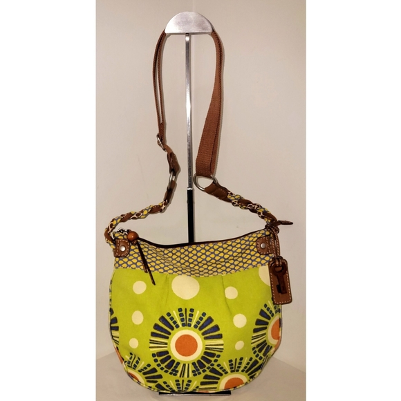 Fossil Key-Per Coated Canvas & Leather Tote Bag Carryall - Picture 3 of 7